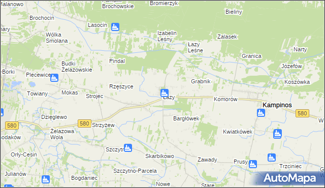 mapa Łazy gmina Kampinos, Łazy gmina Kampinos na mapie Targeo