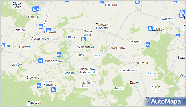 mapa Łazy gmina Zagórów, Łazy gmina Zagórów na mapie Targeo