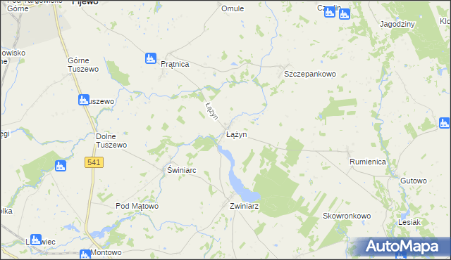 mapa Łążyn gmina Lubawa, Łążyn gmina Lubawa na mapie Targeo