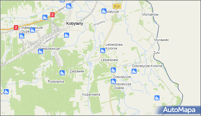 mapa Lebiedziew, Lebiedziew na mapie Targeo