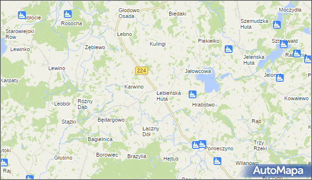 mapa Łebieńska Huta, Łebieńska Huta na mapie Targeo