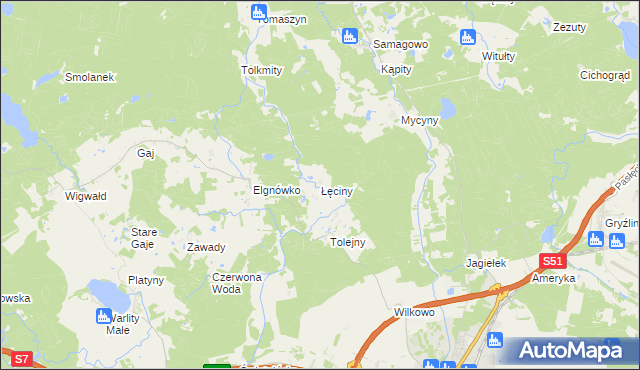 mapa Łęciny, Łęciny na mapie Targeo