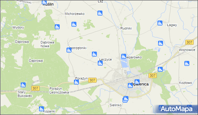 mapa Łęczyce gmina Opalenica, Łęczyce gmina Opalenica na mapie Targeo