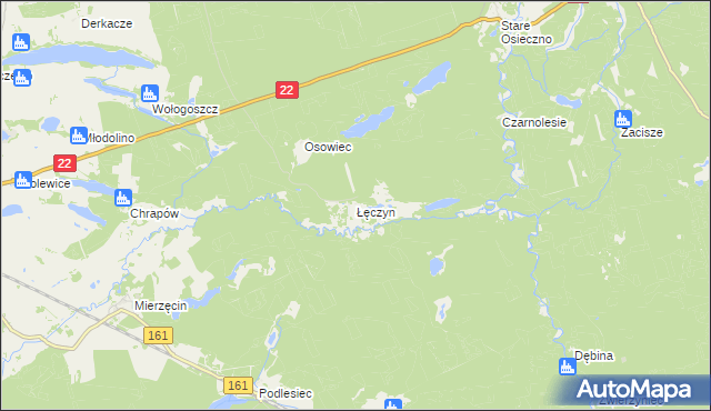 mapa Łęczyn gmina Dobiegniew, Łęczyn gmina Dobiegniew na mapie Targeo