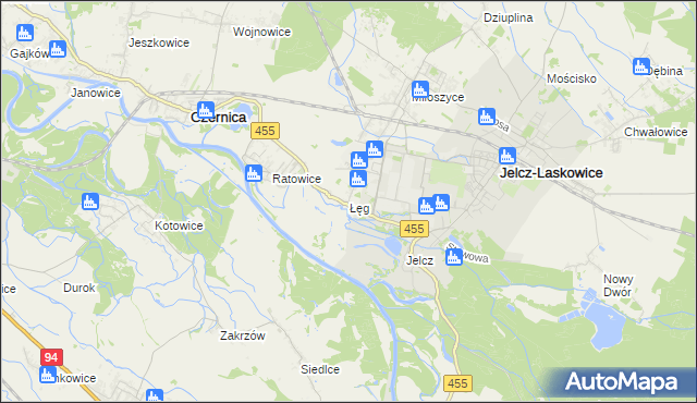 mapa Łęg gmina Jelcz-Laskowice, Łęg gmina Jelcz-Laskowice na mapie Targeo