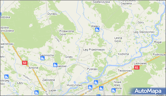 mapa Łęg Przedmiejski, Łęg Przedmiejski na mapie Targeo