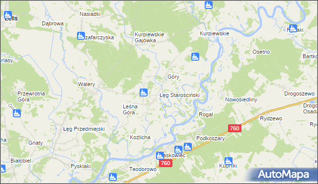 mapa Łęg Starościński, Łęg Starościński na mapie Targeo