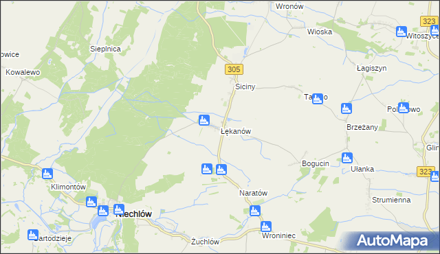 mapa Łękanów, Łękanów na mapie Targeo