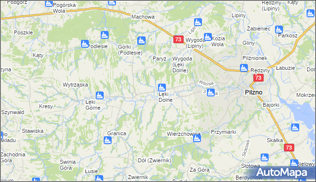 mapa Łęki Dolne, Łęki Dolne na mapie Targeo