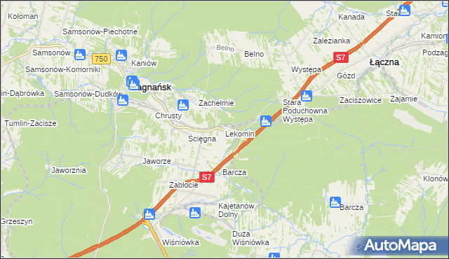 mapa Lekomin, Lekomin na mapie Targeo