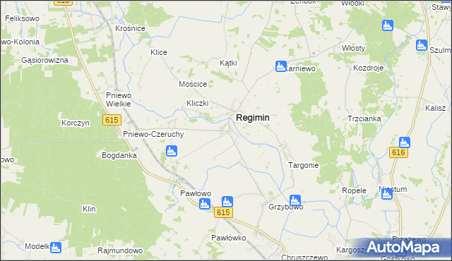 mapa Lekowo gmina Regimin, Lekowo gmina Regimin na mapie Targeo