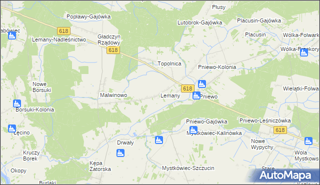 mapa Lemany gmina Zatory, Lemany gmina Zatory na mapie Targeo