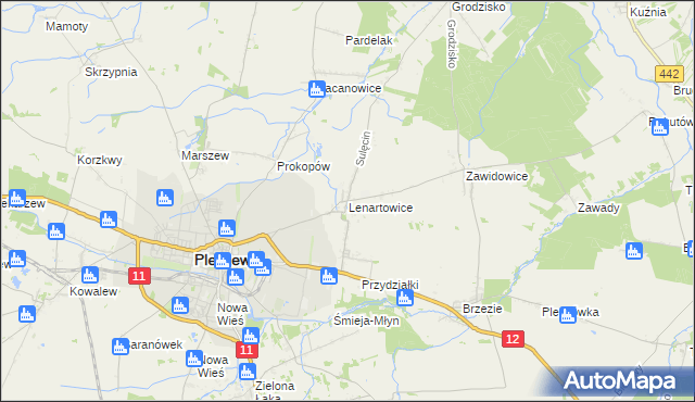 mapa Lenartowice gmina Pleszew, Lenartowice gmina Pleszew na mapie Targeo