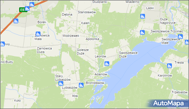 mapa Leonów gmina Wolbórz, Leonów gmina Wolbórz na mapie Targeo