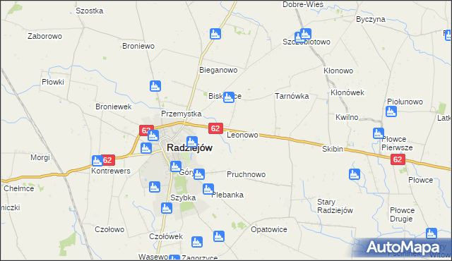 mapa Leonowo gmina Radziejów, Leonowo gmina Radziejów na mapie Targeo