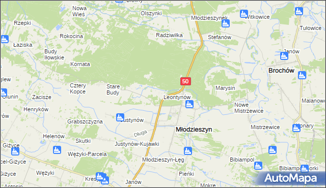 mapa Leontynów, Leontynów na mapie Targeo