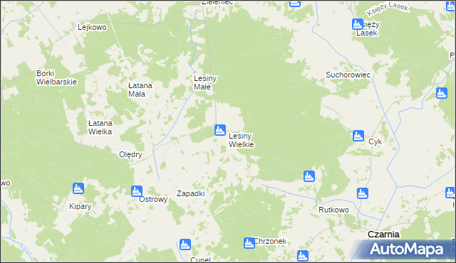 mapa Lesiny Wielkie, Lesiny Wielkie na mapie Targeo