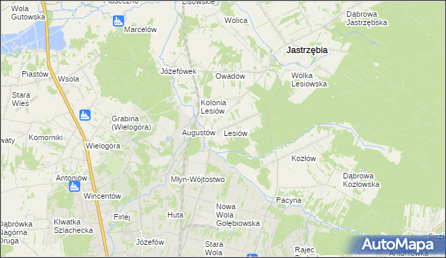 mapa Lesiów, Lesiów na mapie Targeo