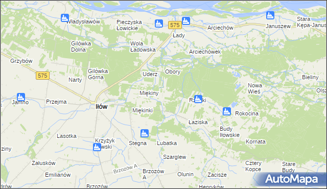 mapa Leśniaki gmina Iłów, Leśniaki gmina Iłów na mapie Targeo