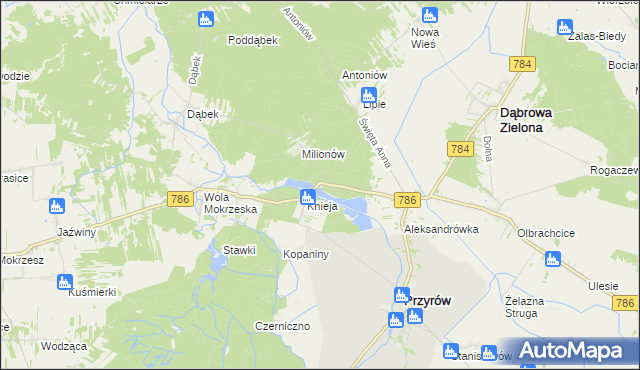 mapa Leśniczówka Knieja gmina Dąbrowa Zielona, Leśniczówka Knieja gmina Dąbrowa Zielona na mapie Targeo
