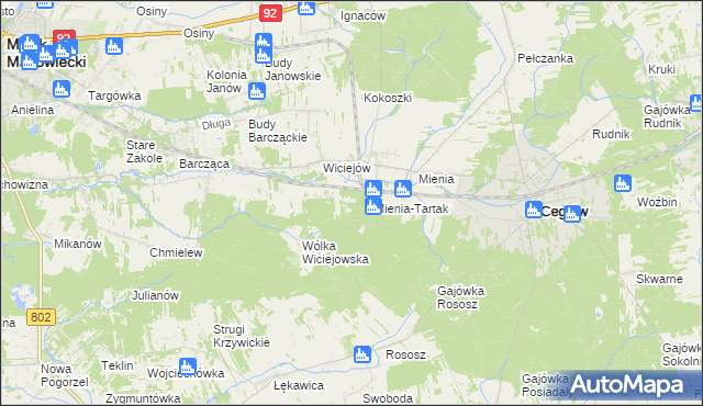 mapa Leśniczówka Mienia, Leśniczówka Mienia na mapie Targeo