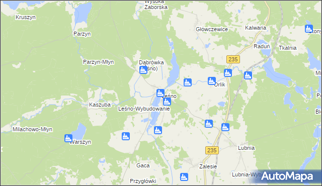 mapa Leśno gmina Brusy, Leśno gmina Brusy na mapie Targeo