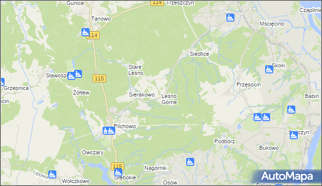 mapa Leśno Górne, Leśno Górne na mapie Targeo