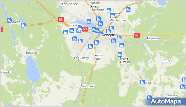 mapa Leśny Dwór gmina Szczytno, Leśny Dwór gmina Szczytno na mapie Targeo