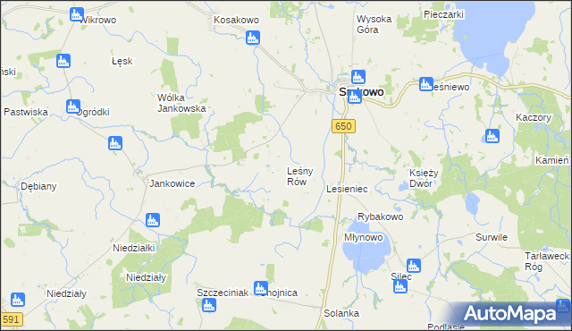 mapa Leśny Rów, Leśny Rów na mapie Targeo