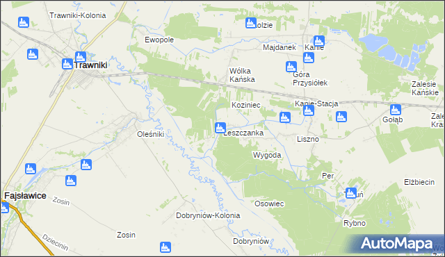 mapa Leszczanka gmina Rejowiec Fabryczny, Leszczanka gmina Rejowiec Fabryczny na mapie Targeo