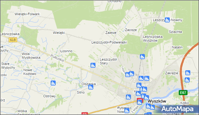 mapa Leszczydół Stary, Leszczydół Stary na mapie Targeo