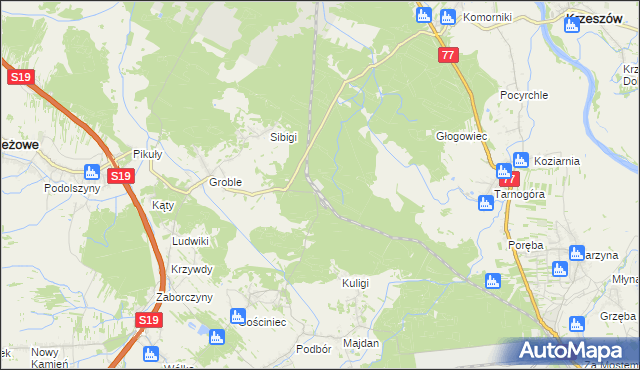 mapa Łętownia gmina Jeżowe, Łętownia gmina Jeżowe na mapie Targeo