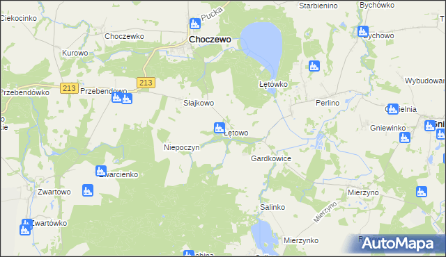 mapa Łętowo gmina Choczewo, Łętowo gmina Choczewo na mapie Targeo