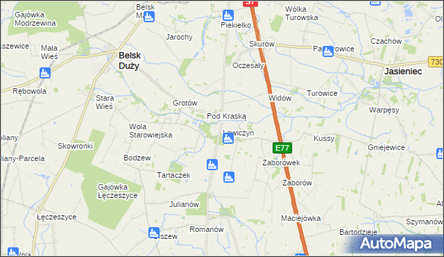 mapa Lewiczyn gmina Belsk Duży, Lewiczyn gmina Belsk Duży na mapie Targeo