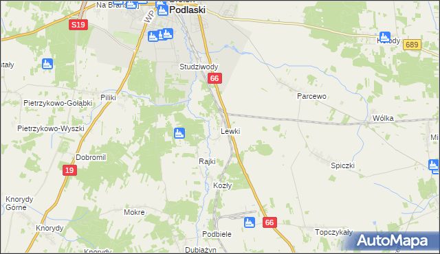 mapa Lewki gmina Bielsk Podlaski, Lewki gmina Bielsk Podlaski na mapie Targeo