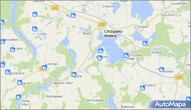 mapa Łężeczki, Łężeczki na mapie Targeo