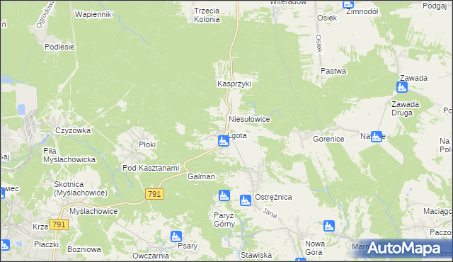 mapa Lgota gmina Trzebinia, Lgota gmina Trzebinia na mapie Targeo