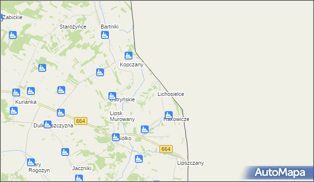 mapa Lichosielce, Lichosielce na mapie Targeo