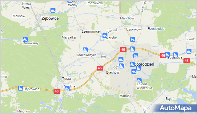mapa Ligota Dobrodzieńska, Ligota Dobrodzieńska na mapie Targeo