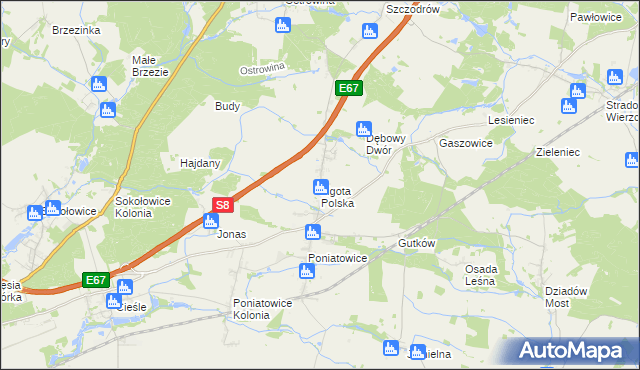 mapa Ligota Polska, Ligota Polska na mapie Targeo