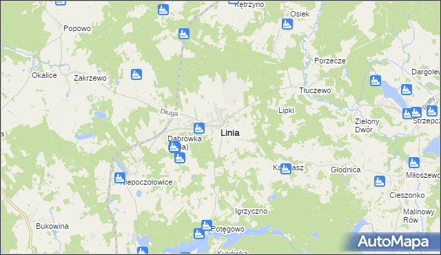 mapa Linia powiat wejherowski, Linia powiat wejherowski na mapie Targeo