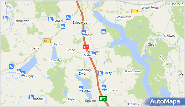 mapa Linki gmina Małdyty, Linki gmina Małdyty na mapie Targeo