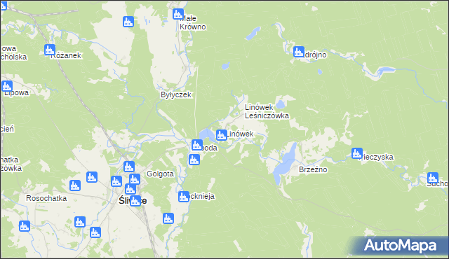 mapa Linówek gmina Śliwice, Linówek gmina Śliwice na mapie Targeo