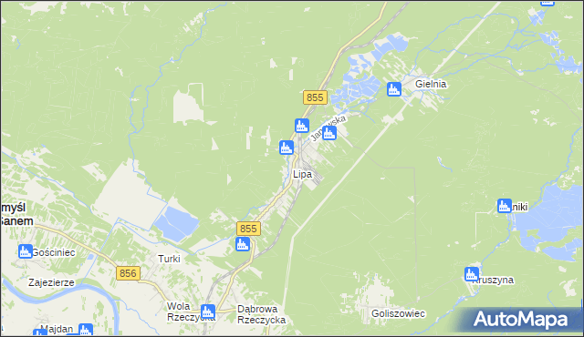 mapa Lipa gmina Zaklików, Lipa gmina Zaklików na mapie Targeo