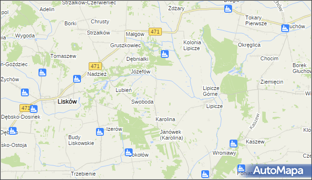 mapa Lipicze-Olendry, Lipicze-Olendry na mapie Targeo