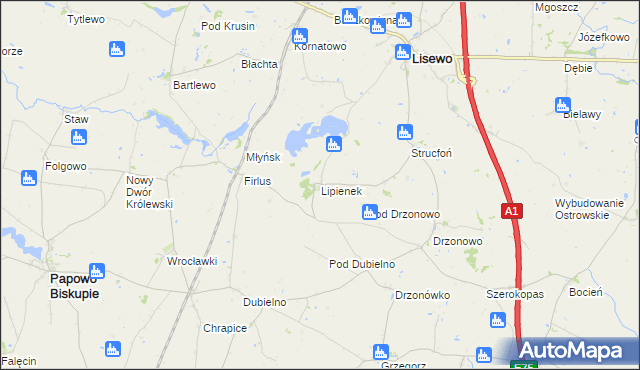 mapa Lipienek, Lipienek na mapie Targeo