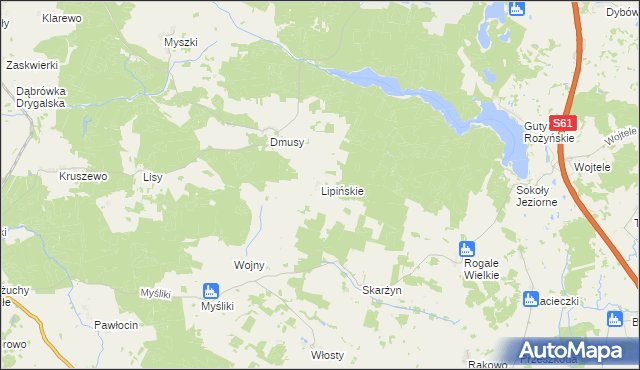 mapa Lipińskie gmina Biała Piska, Lipińskie gmina Biała Piska na mapie Targeo
