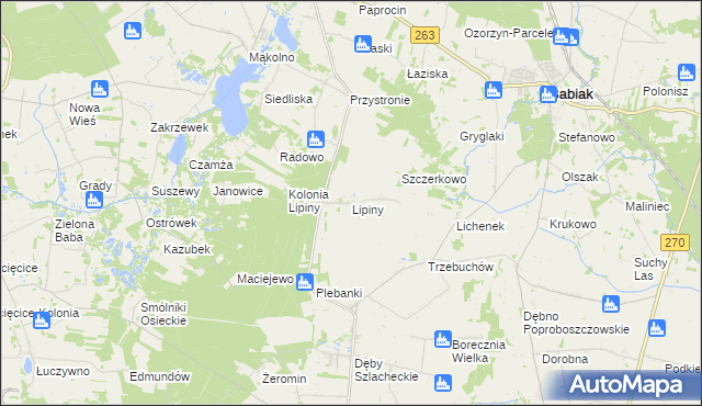 mapa Lipiny gmina Osiek Mały, Lipiny gmina Osiek Mały na mapie Targeo