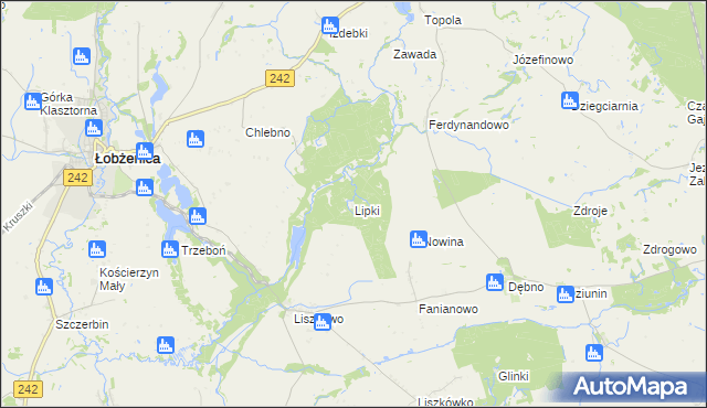 mapa Lipki gmina Łobżenica, Lipki gmina Łobżenica na mapie Targeo