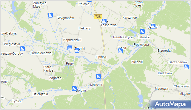 mapa Lipnica gmina Małogoszcz, Lipnica gmina Małogoszcz na mapie Targeo